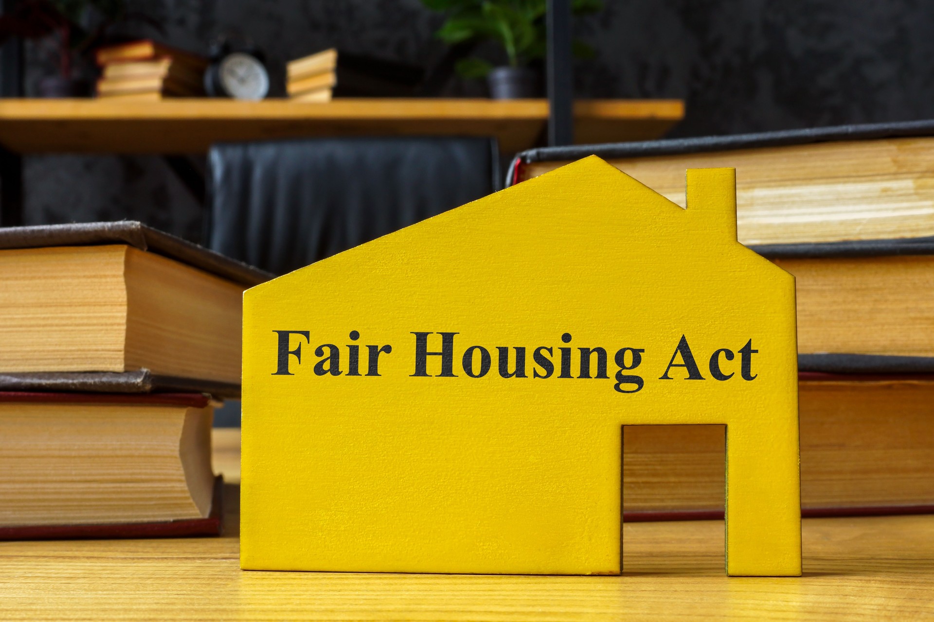 FHA fair housing act concept. Wooden model of a house with an inscription.
